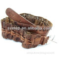 Ladies classic genuine leather belt with beautiful flounce